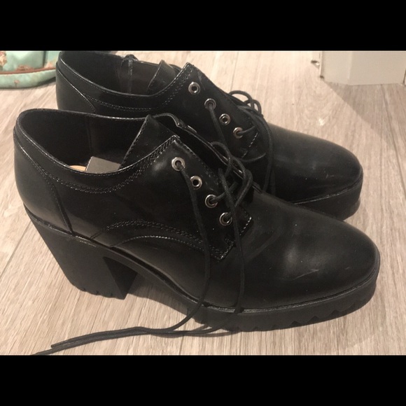 NWT Zara patent platform loafer heels shoes - Picture 1 of 2